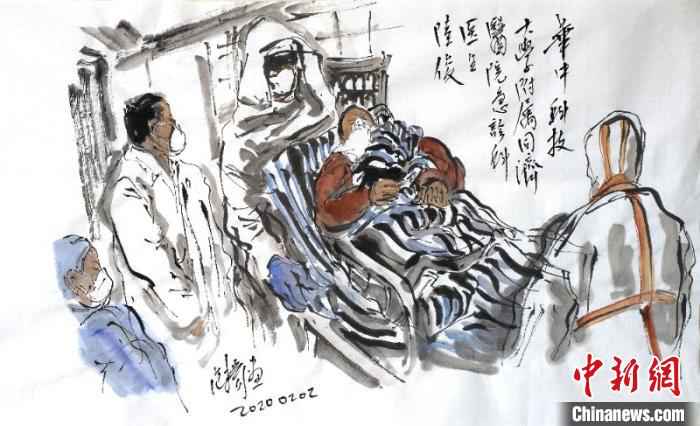 范扬“抗疫”作品 吴爱华 供图 摄 “为奥运喝彩”艺术总顾问范扬创作100多幅“战疫”画作